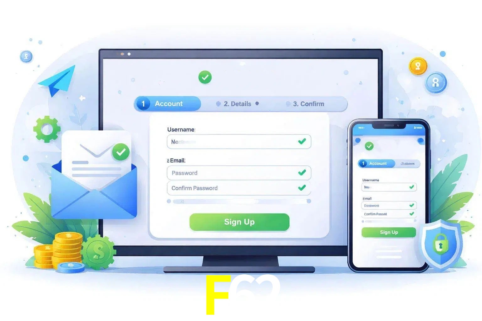 Registro de nuevo usuario y configuración de cuenta F62